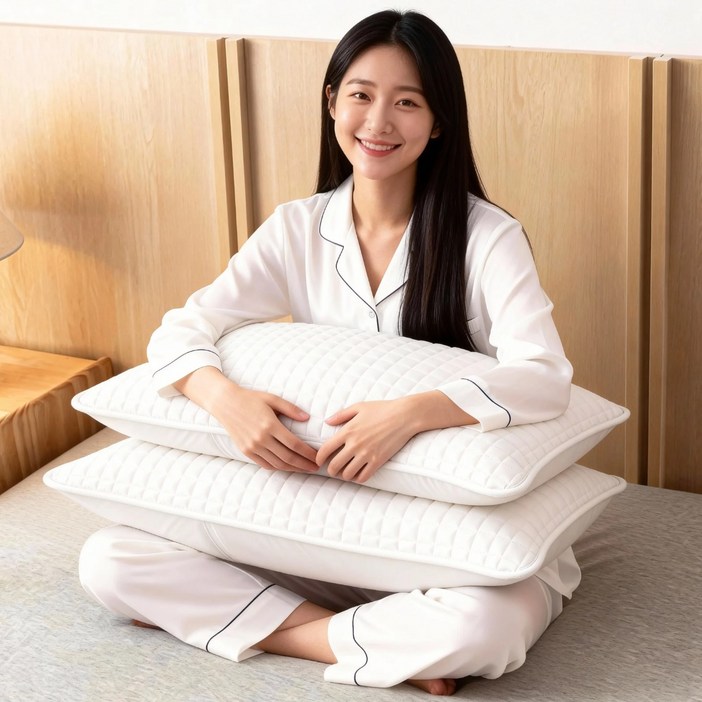 DIM 순면 진드기방지 얼룩방지 누빔 베개커버 40x60 50x70 2개