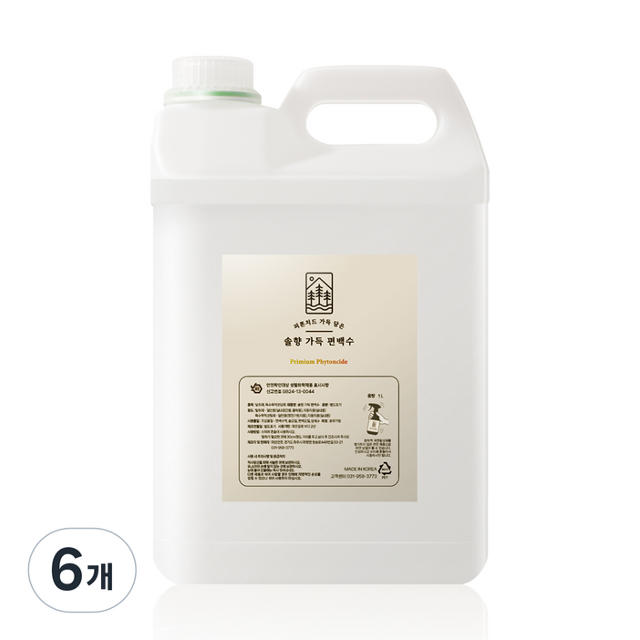 솔향가득 잎편백수 리필형 대용량 천연 피톤치드 원액, 6개, 5L