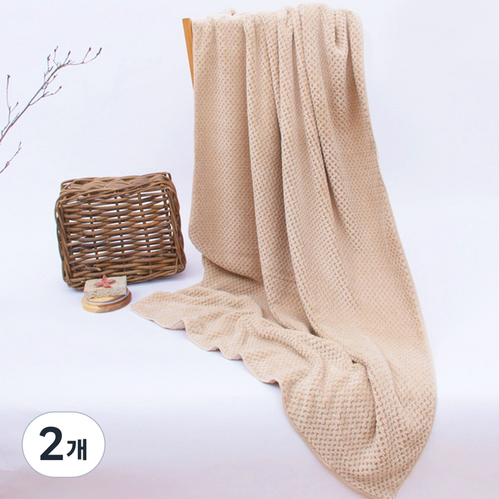 다나몰 호텔 수건 극세사 바스타월 대형 고급 친환경, 베이지, 2개