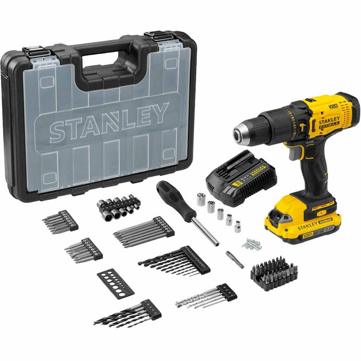 STANLEY 20V MAX 햄머 드릴 드라이버 세트 SCD711D1KAKR, 1세트 STANLEY 20V MAX 햄머 드릴 드라이버 세트 SCD711D1KAKR, 1세트
