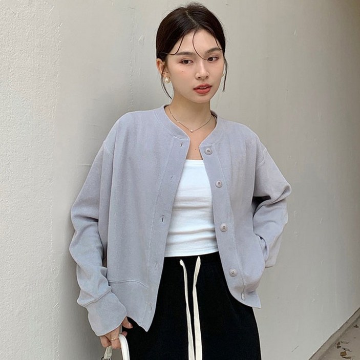 라라티나 여성용 렐리아 간절기 도톰한 라운드 루즈핏 긴팔 가디건 쟈켓