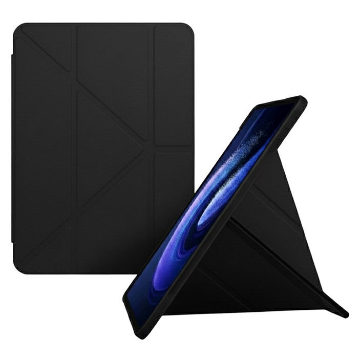 에센스웨어 Y형 스탠드 펜슬 수납 태블릿PC 케이스, 블랙, 1개