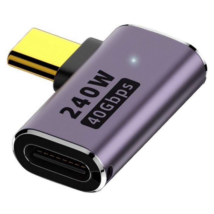 YTEK  240W 40Gbps 8K OTG USB4 Gen3x2 C타입 90도 D형 꺾임 M/F 연장 젠더