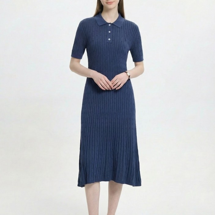 헤지스 여성용 가먼트 다잉 케이블 니트 원피스