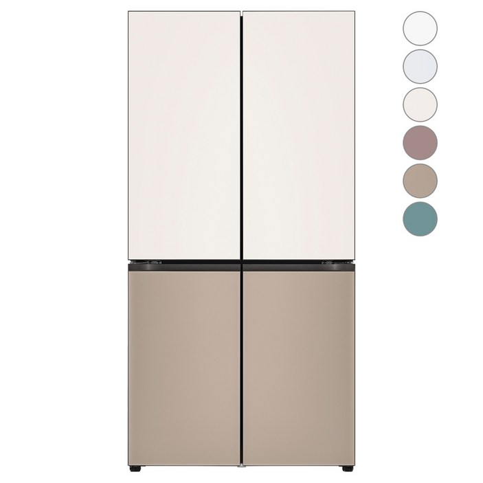 색상선택형 LG전자 디오스 오브제컬렉션 4도어 냉장고 글라스 875L M873AAA031