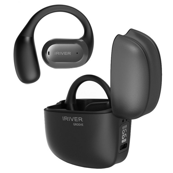 아이리버 오픈핏 무선 5.3 C타입 블루투스 이어폰 귀걸이형 GROOVE, IOW-G1, 블랙