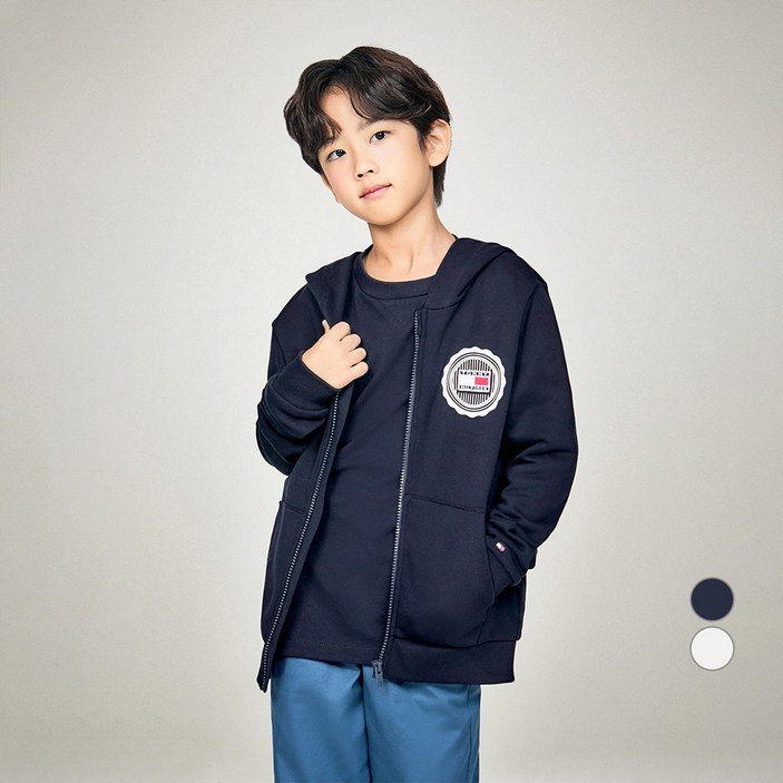 타미힐피거 남아용 스탬프 로고 면 후드 집업