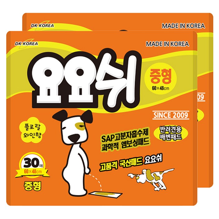 요요쉬 애견 배변패드 아카시아향, 30개입, 2개
