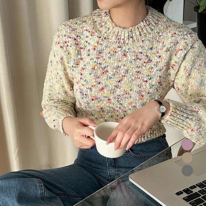 베러스윗 여성용 라운드넥 솜사탕 니트