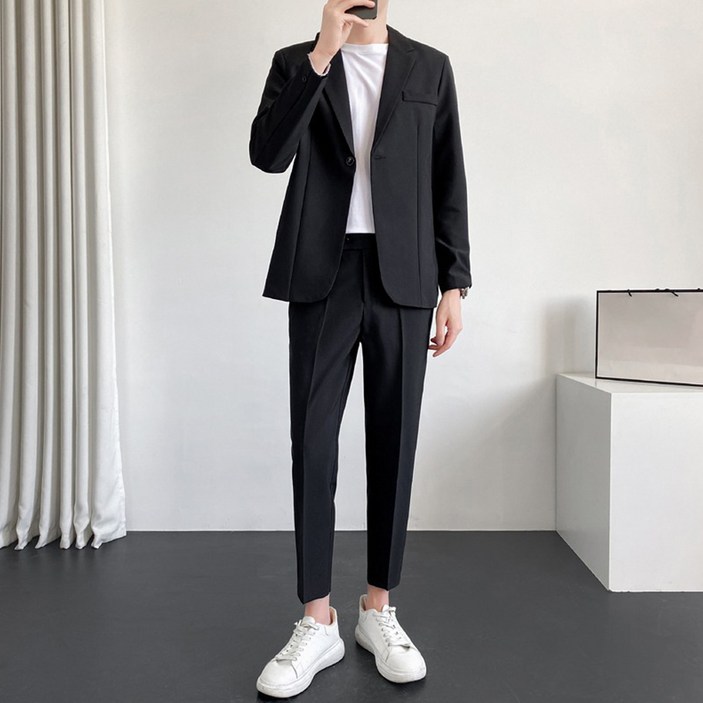 남성용 인피어스 비즈니스 캐주얼 수트 자켓  긴바지 세트
