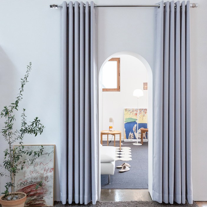 nuguna 미드나잇 형상기억 아일렛 암막 커튼 세트 방문설치