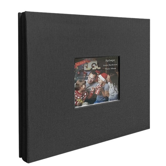 데일앤드 초음파 사진 인생네컷 성장앨범 대용량 포토북 접착식앨범 30매, 블랙