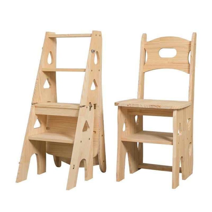 원목의자 사다리겸용 접이식의자 다용도