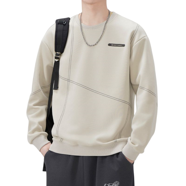 Makone 남성 가을 겨울 스트라이프 박시 맨투맨