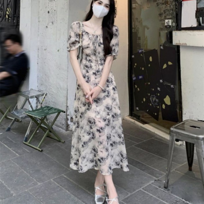 뉴욕멋쟁이 엘린 플라워퍼프 반팔원피스 5588사이즈까지