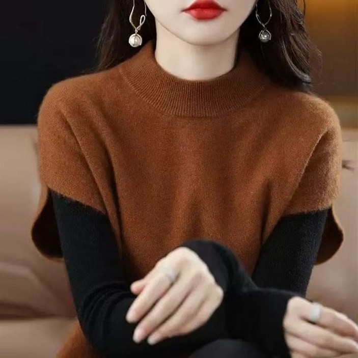 Sealang 여성 가을겨울 심플 니트 베스트 반팔 니트 조끼 데일리룩 cong1212XC3