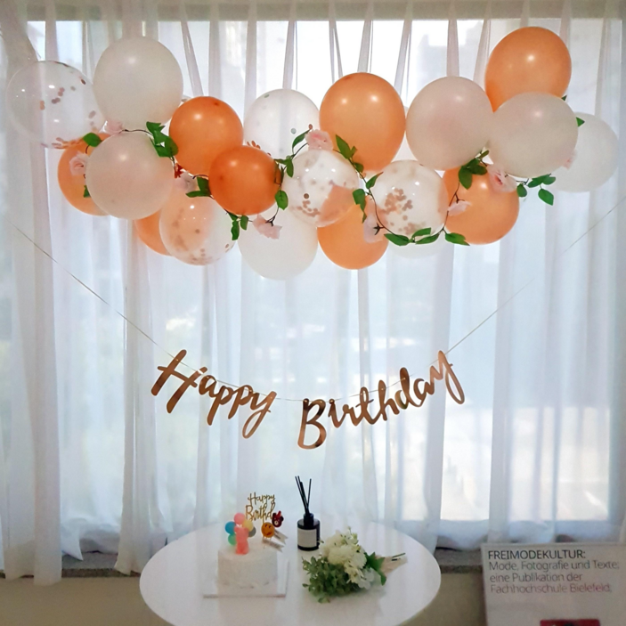 프렌치로즈 플라워 구름풍선 생일파티용품 클라우드 생일 생신 이벤트 풀세트, 피치로즈골드, 1세트