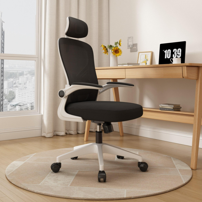 투에스리빙 사무용 푹신한 컴퓨터 의자, 블랙 헤드레스트