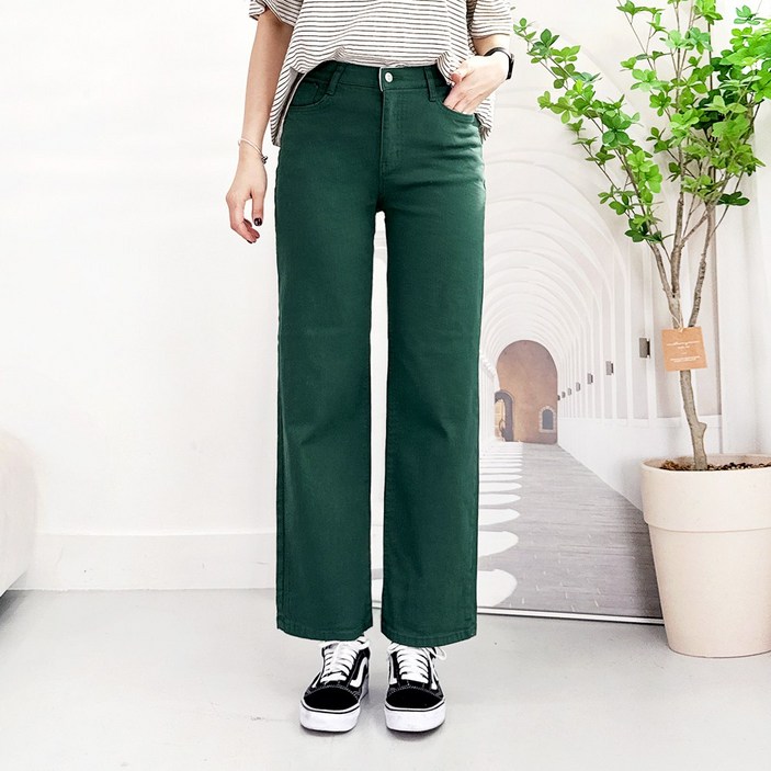 103st 세미 와이드 팬츠 5컬러 밴딩 스판 면 일자 통바지/여성 빅사이즈 S~3XL