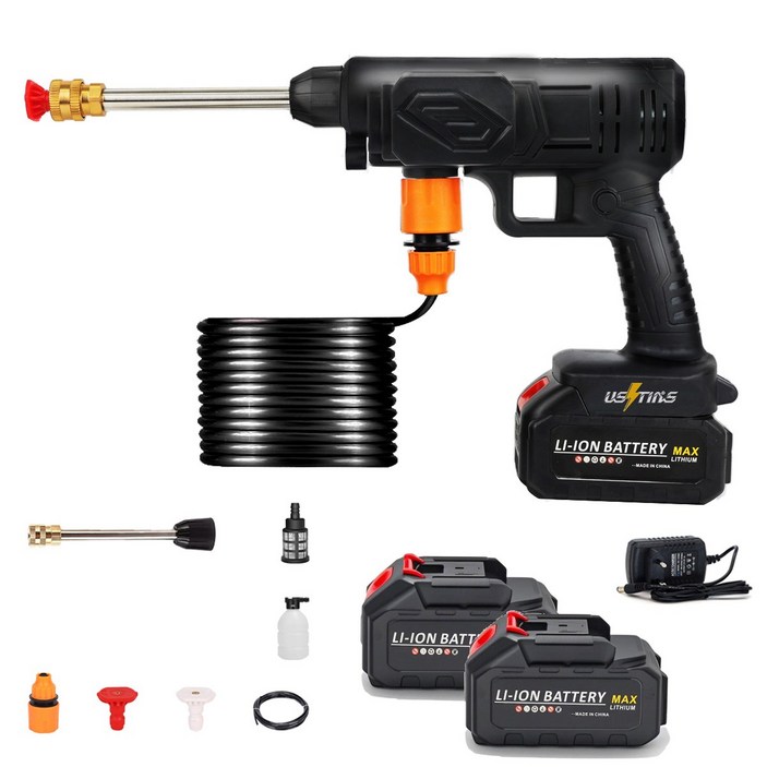우스틴스 가정용 휴대용 충전 고압 무선 세차기 셋트, 1세트, 본품  배터리2개이상