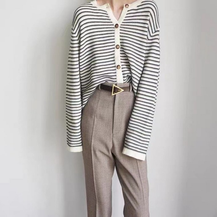 휠렉스 여성 스트라이프 신상 라운드넥 패션 심플 티셔츠 YQ21