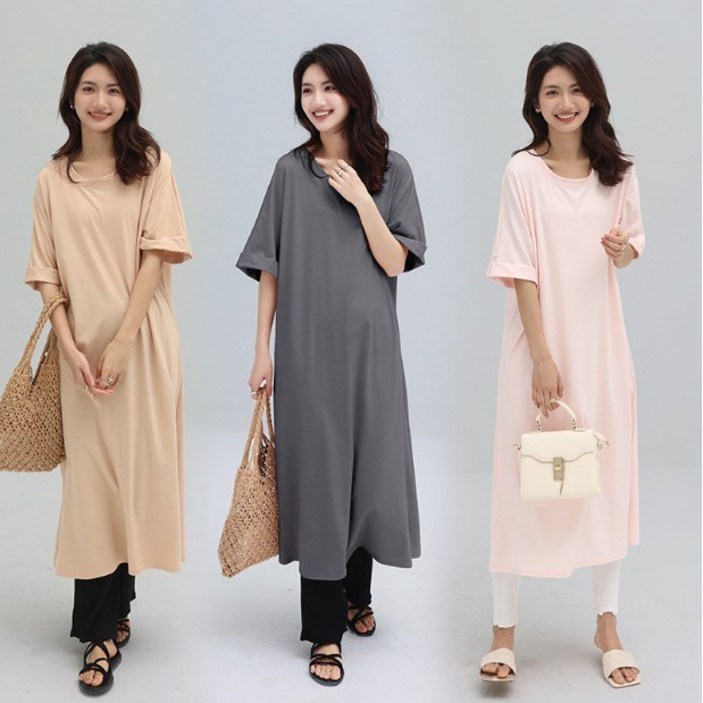 7컬러 여름 빅사이즈 데일리 맥시 롱 면 원피스