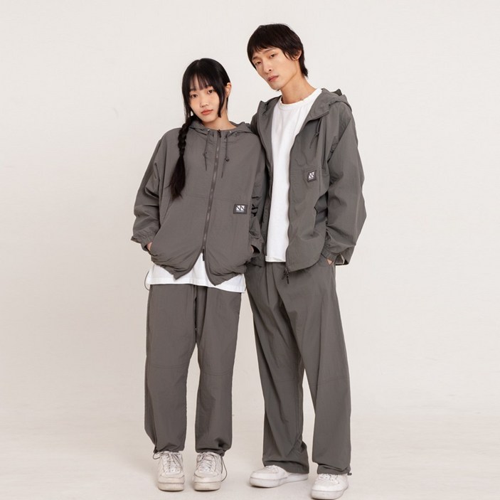[꼼소넛] 후디 집업 3-피스 풀 셋업 (차콜) CSOs-023 [남녀공용]
