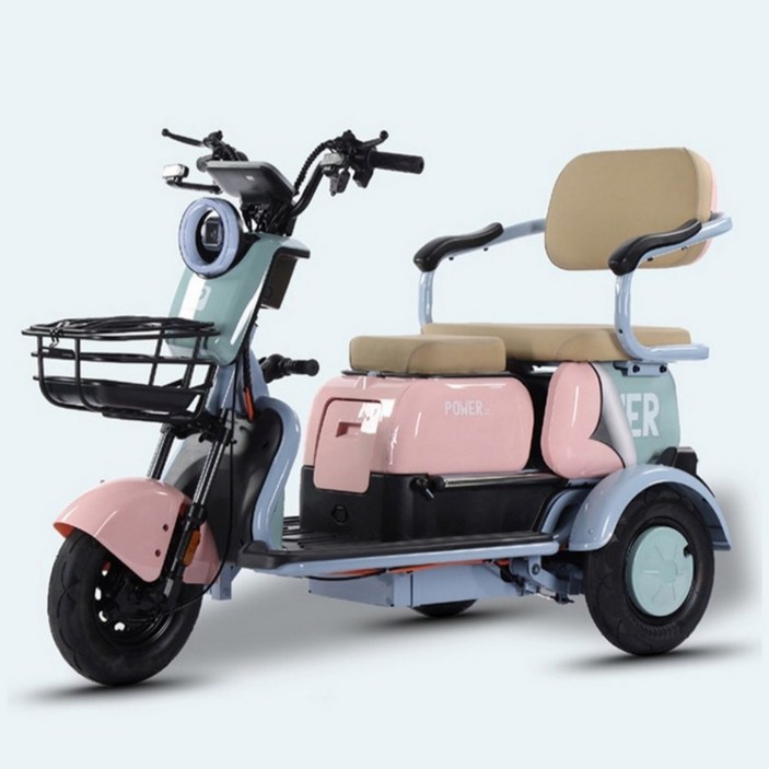 리셀크루 X5 삼륜 전기스쿠터 세발 전동차, PINK + BROWN