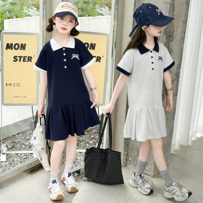 슈가푸딩 주니어 리본카라원피스 초등학생 중학생 카라원피스 여아원피스 리본원피스 바캉스룩 데일리룩 여름신상 여름원피스