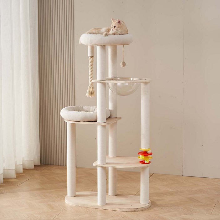 멍냥이랑 원목 캣타워 캣폴 스크래쳐, 1개, 몽실몽실 구름 캣타워