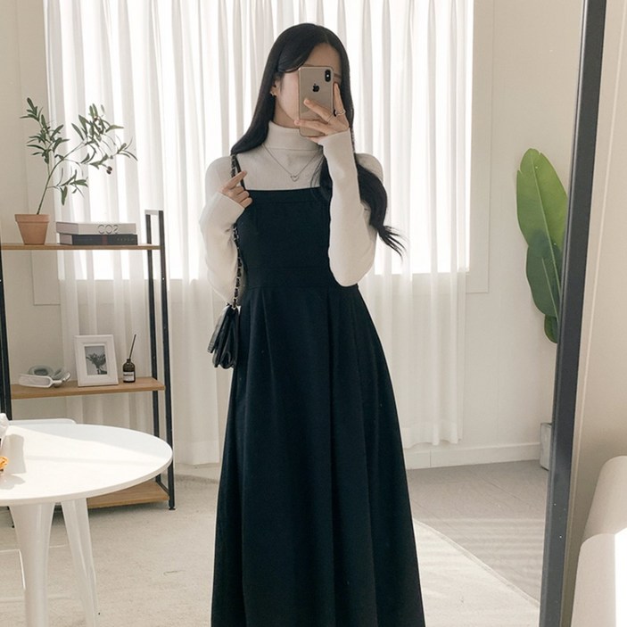 [자체제작]여성 끈 나시 뷔스티에 롱 원피스