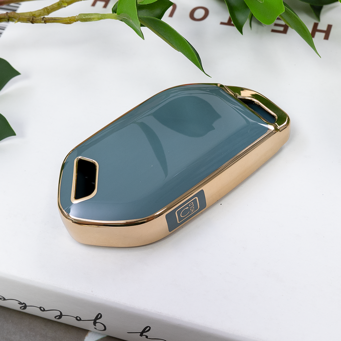 바이어블 기아 호환 자동차 tpu 스마트키 키케이스 키홀더, 기아 5버튼 TA70_그레이골드