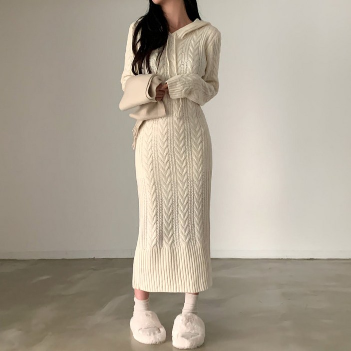 대디맘꽈베기 후드 롱원피스