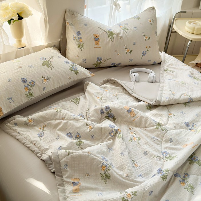 몽네스트 여름 차렵 이불 4종 세트 차렵이불+침대시트+베개커버