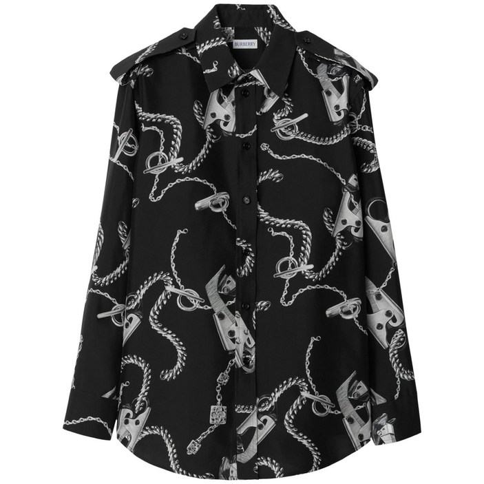 버버리 나이트 하드웨어 실크 셔츠