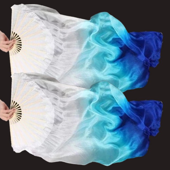 11 양손 너슬부채 한국무용 부채춤 그라데이션 공연 팬베일 주름 전통