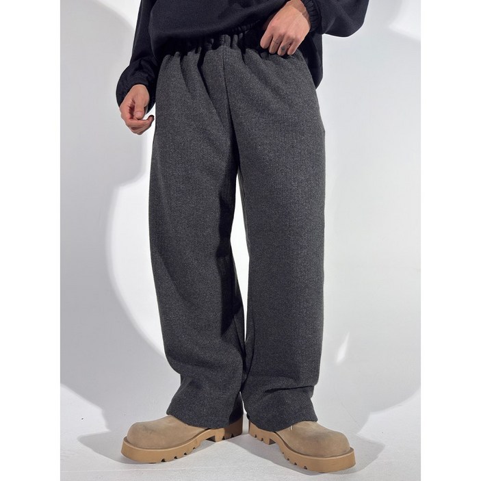 바어 데일리 와이드 니트 밴딩 팬츠 남자바지 오버핏 슬랙스 편안한 빅사이즈 도프룸