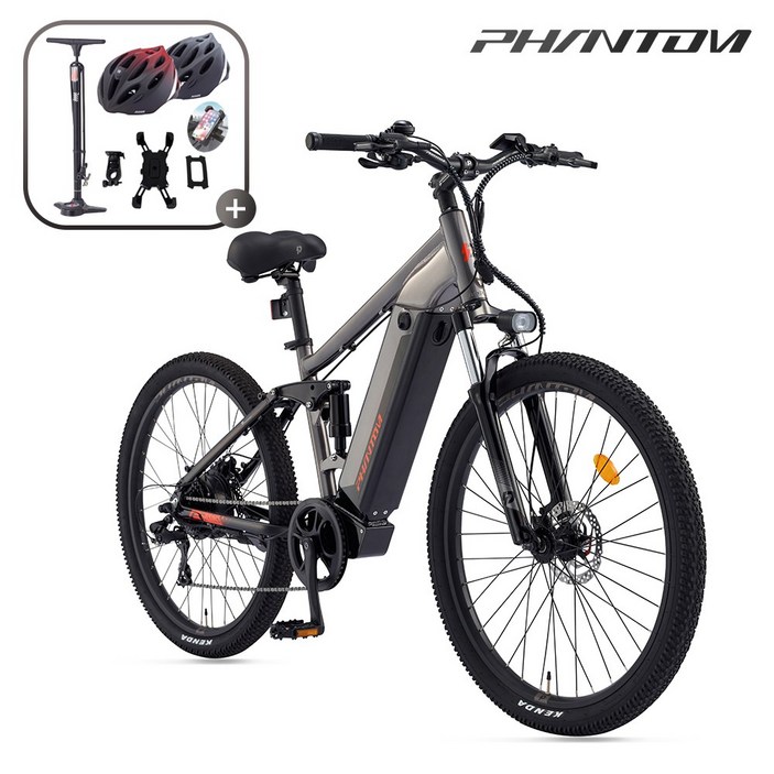삼천리 2026 27.5 팬텀 FS 전기자전거 풀서스펜션 E-MTB 출퇴근용 자전거, 웜 실버/블랙, 알루미늄