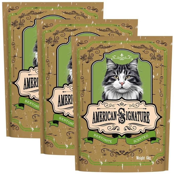 아메리칸 시그니처 고양이모래, 유향, 3개, 6kg