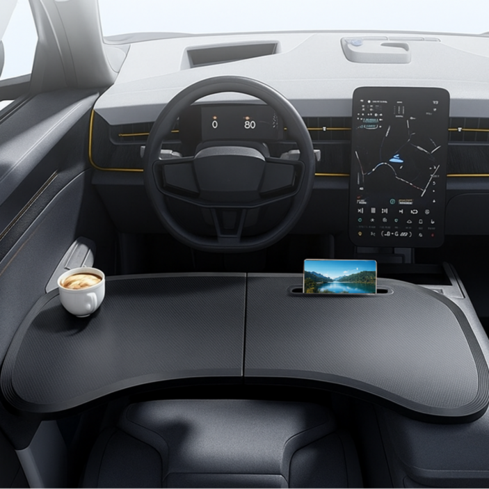 린크레디 차량용 접이식 테이블, 블랙, 1개