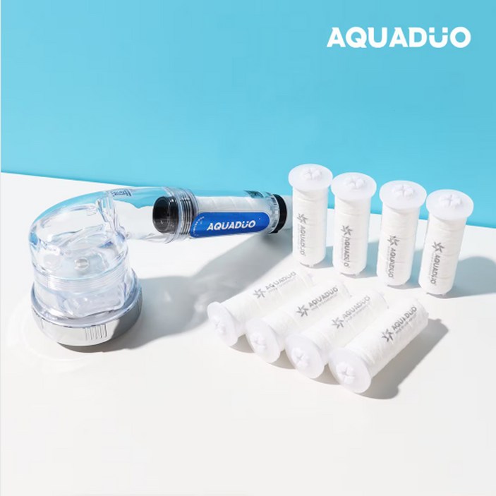 샤워플러스 SF1000 싱크대 핸디형 정수필터헤드 일반형 연수기 클리어 + 녹물제거필터 8p