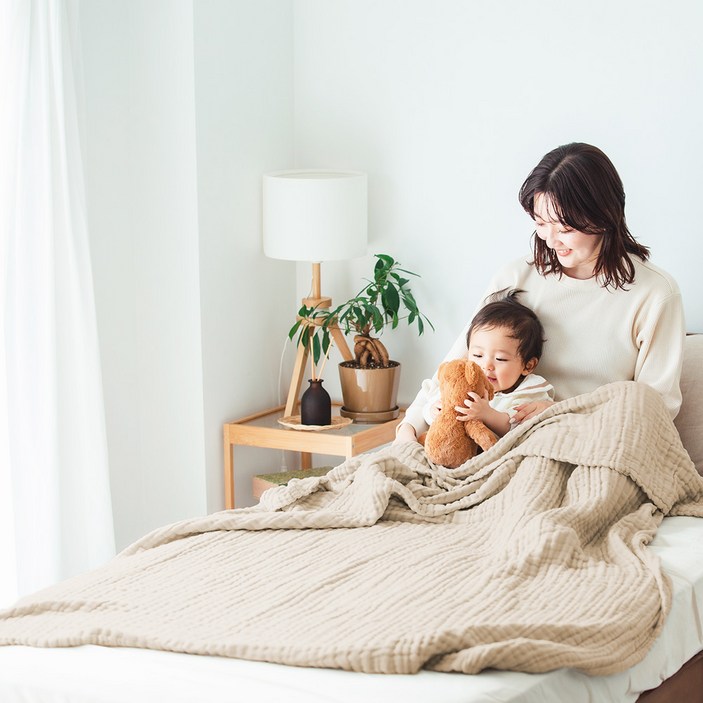 케라타 블랭킷 대형 유아담요 6중 거즈, 화이트