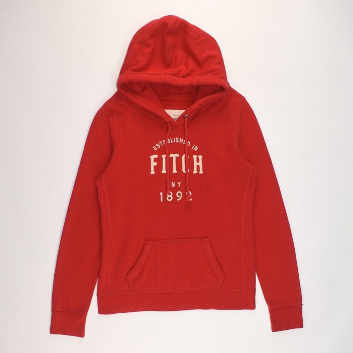 아베크롬비 레드 면 기모안감 긴팔 후드티셔츠 L 여성 WH619 빈티지테크