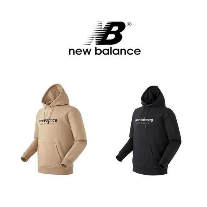 뉴발란스 UNI 기모 스몰로고 후드티 NBN0CB9033 베이지 블랙