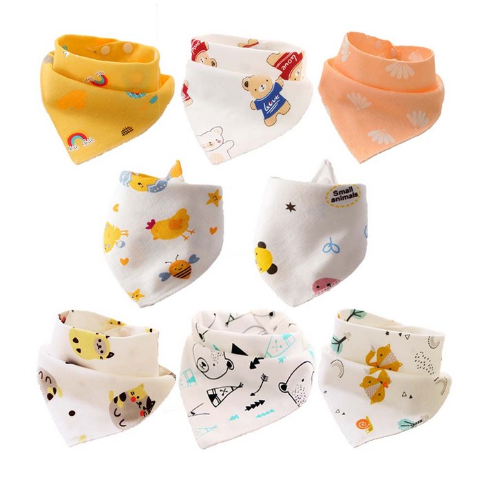 감성팩토리 삼각 순면 투버튼 턱받이 8종