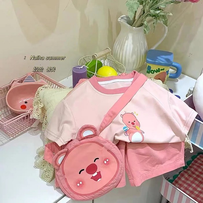 하랑이네 또또샵 캐릭터 반팔티반바지크로스 가방 100140 하랑이네 또또샵 캐릭터 반팔티반바지크로스 가방 100140