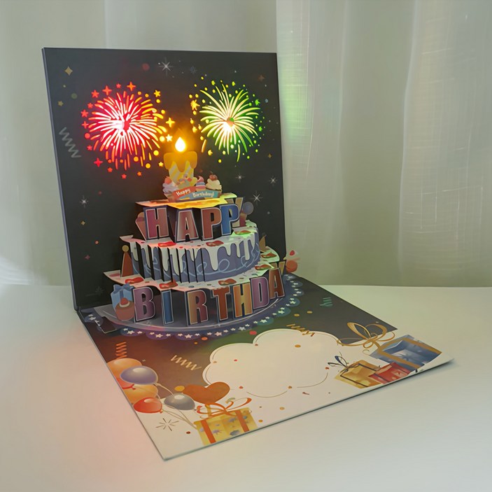 뮤베이비 생일축하카드 LED 3D 멜로디카드 팝업카드 메시지카드