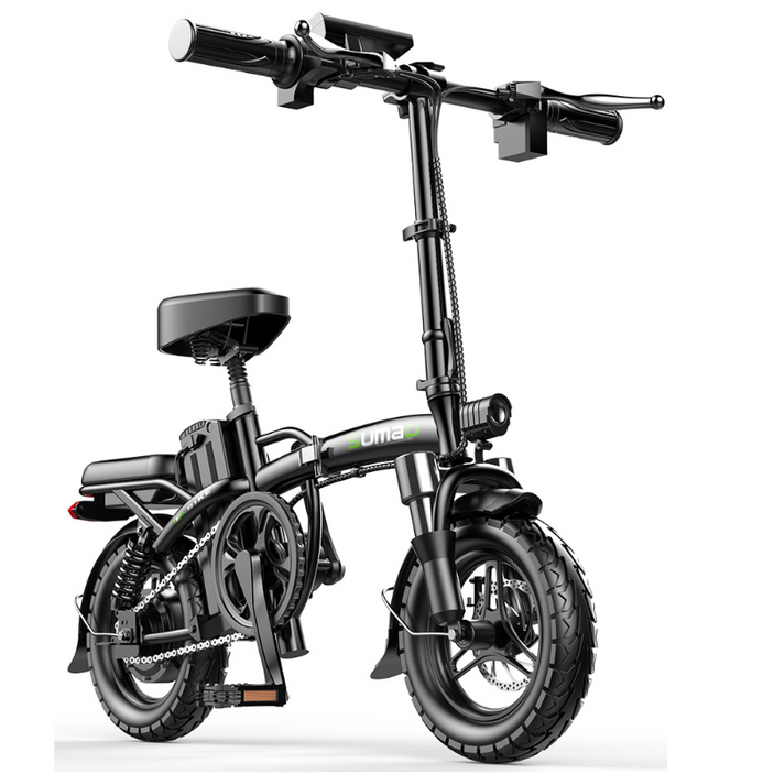 접이식전동스쿠터 접이식 전기 자전거 14인치 PAS겸용 48V 주행거리 32km 8Ah 기본형 SUMAD 전동자전거, 블랙