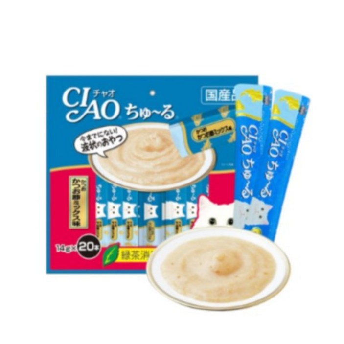 이나바 고양이 챠오 츄르 20P, 가다랑어가츠오부시, 280g, 1개