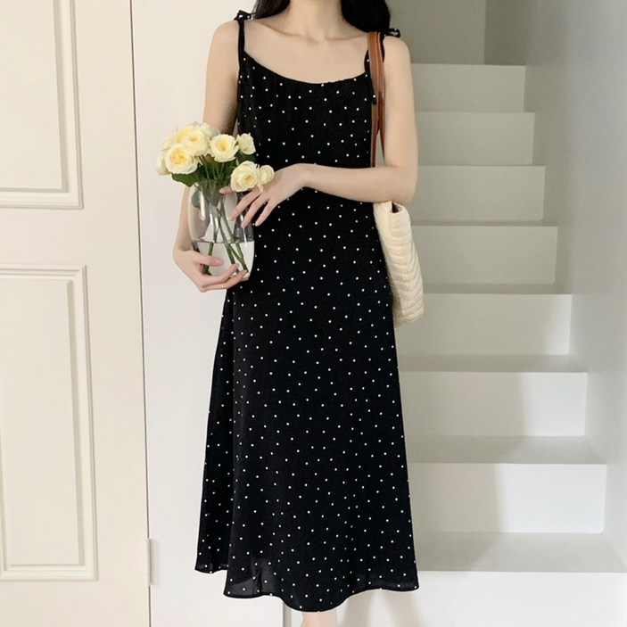[자체제작] 잔꽃 민소매 롱 원피스 뷔스티에 바캉스룩